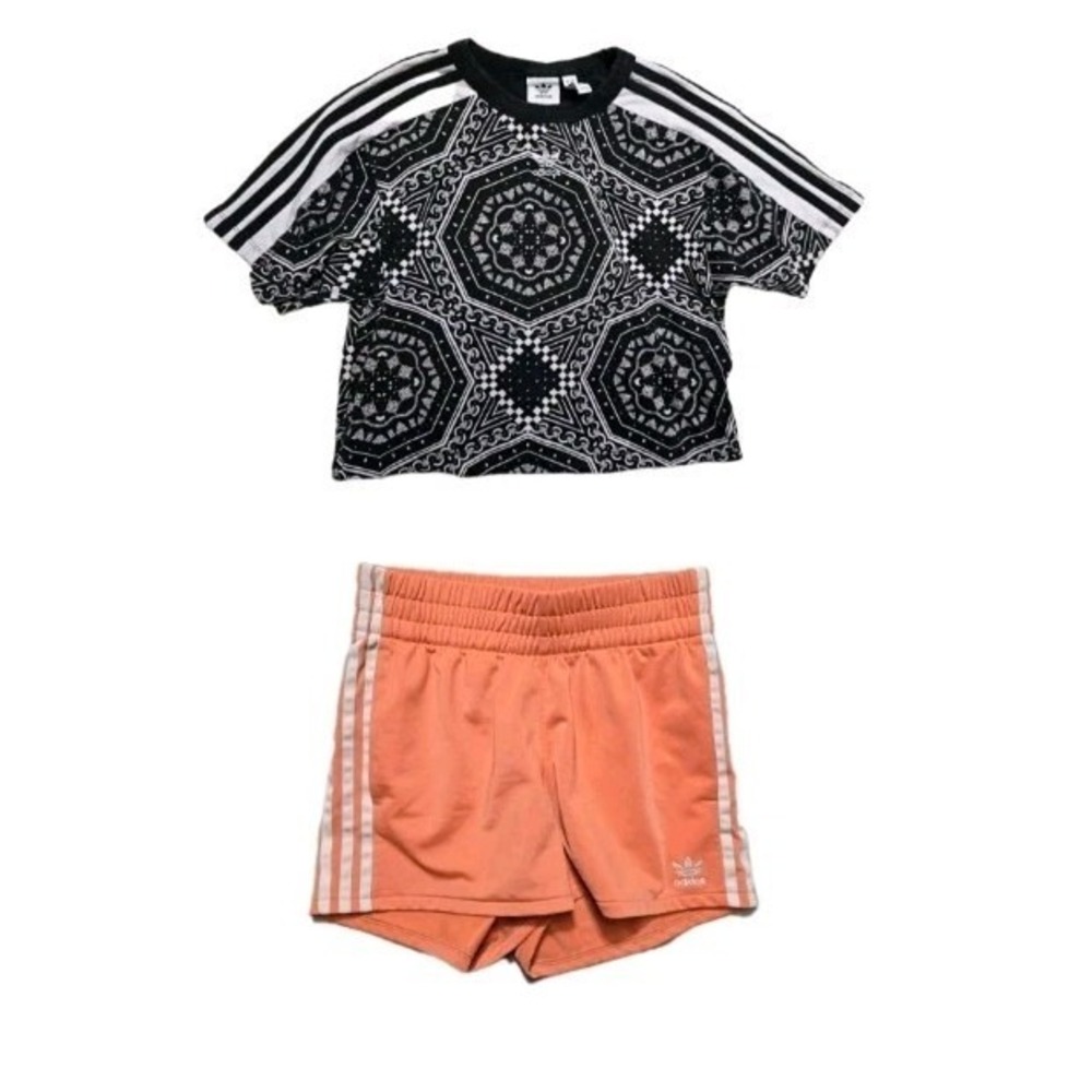adidas Originals Women's 3 Stripe Shorts XS‎ Orange Black Lot Of 2